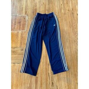 VTG Adidas Mens Navy Blue Track Pants 2008 Logo Athletic Leisure L Sweat Gym y2k